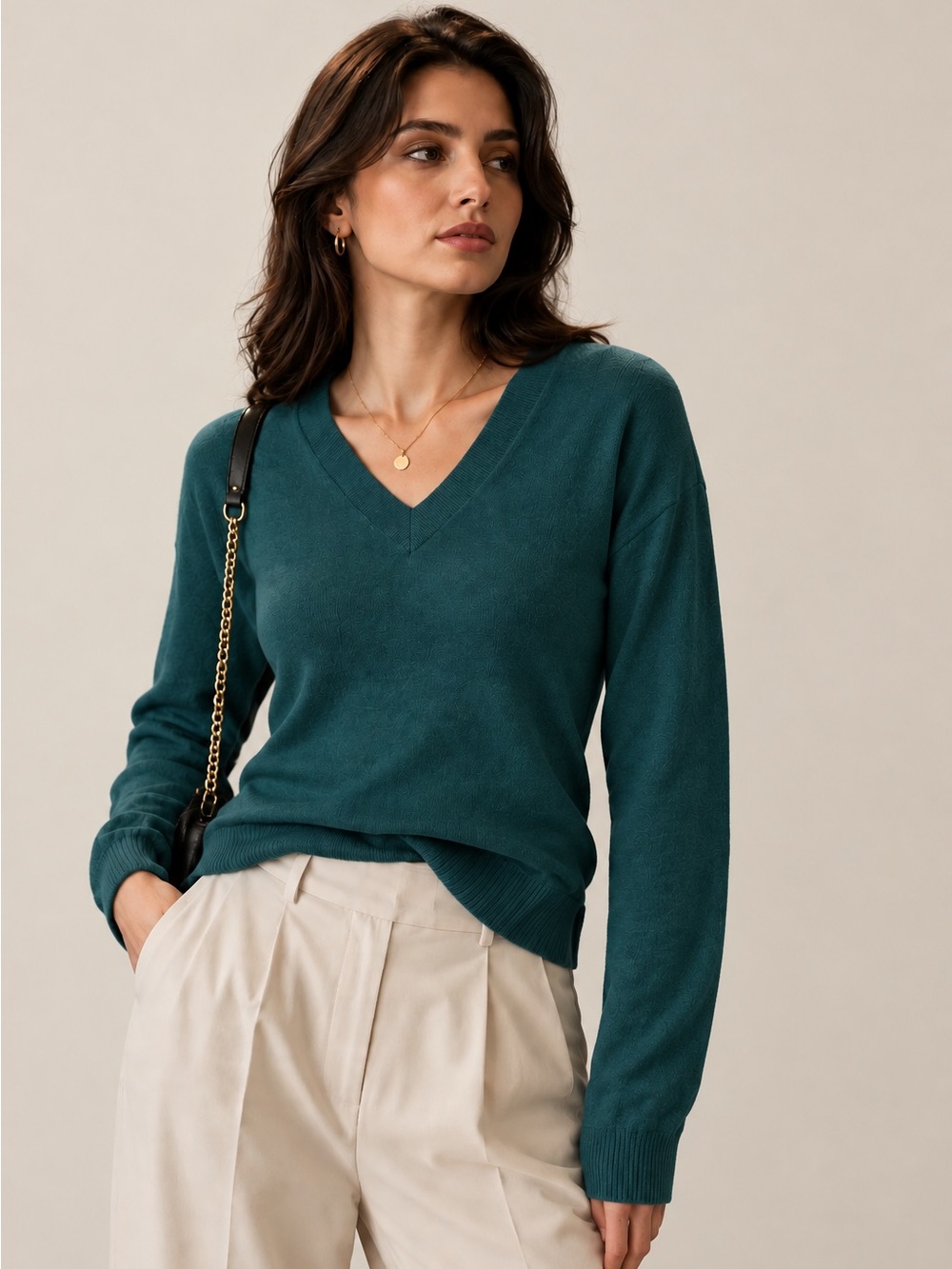 Banana Republic 100% Merino Wool V-Neck Sweater Green Size M